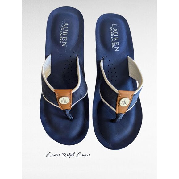 Lauren Ralph Lauren wedge thong sandal  Sz 6.5 - Picture 1 of 9
